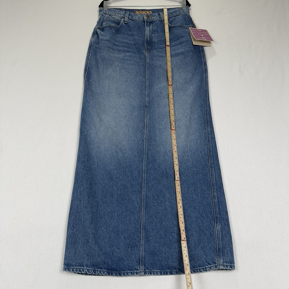 NEW Mother Skirt Womens 32 Blue Maxi Long Denim Luxury Western Concert Festival - Picture 16 of 16